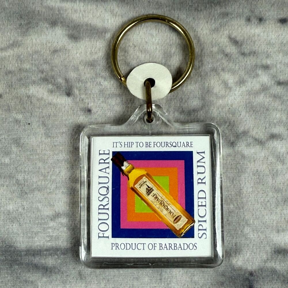 Vintage Foursquare Spiced Barbados Rum Keychain Liquor Merch Caribbean